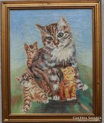 ​Cica macska olaj vászon festmény olajfestmény