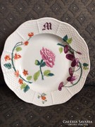 Antik (19.sz) Herendi Windsor mintás, monogramos tányér