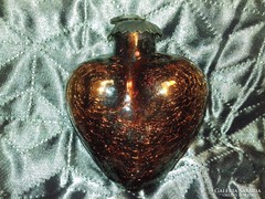 Antik karácsonyfadísz nagy méretű bronz arany színű szív forma