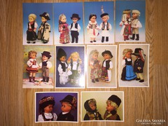 Babák népviseletben képeslap gyűjtemény, 10 db. képeslap