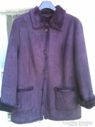 Különleges bíborlila színű vintage női írha hatású kabát