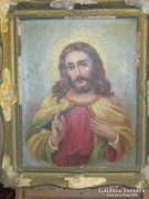 ANTIK Jézus portré 50 cm x 40 cm, olaj -vászon