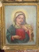 ANTIK Szűz Mária portré 50 cm x 40 cm, olaj -vászon