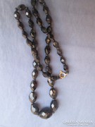 Antik art deco Onyx Goldfuss női gyönyörűen fazettált nyaklánc fekete