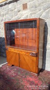 Antique French art deco display cabinet with rose root veneer restored