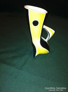 Art deco sárga-fekete csíkos porcelán váza