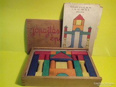Antik " Jó Pajtás I. " fa építő kocka játék