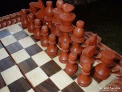 Új ! Sakk+egyéb játék díszes fa dobozában ajándéknak is