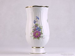 0J370 Hollóházi porcelán virágmintás talpas váza