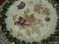 Kézzel festett,fajansz tányér 1889-1941 B&K Clematis 