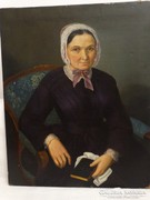 Bieder olajfestmény: Hölgy arcképe, 1800-as évek közepe