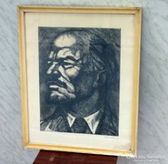 Lenin  rézkarc Raszler Károly munkája