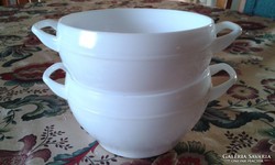 Fehér, üveg füles leveses csészék párban