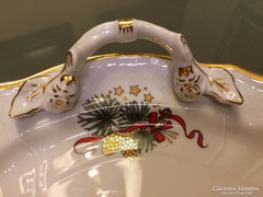 Hollóházi porcelán nagyméretű süteményes karácsonyi mintával