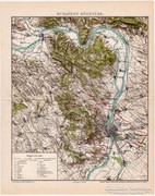 Budapest környéke térkép 1894, antik, eredeti