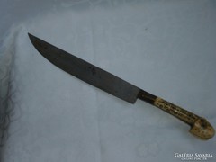 Antik  csontnyelű kés réz berakással