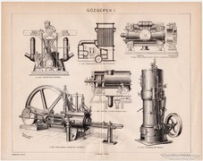Gőzgépek I., Pallas nyomat 1898, eredeti, antik