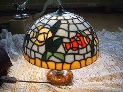 Halacska mintás Tiffany ólomüveg asztali lámpa