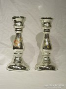 Antik foncsorozott tükrös fújt üveg gyertyatartó pár