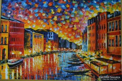 Alkotó neve: Afremov Leonid (1955-) - Velence, Grand Canal