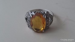 Gyönyörű régi ezüst gyűrű citrin színű kővel