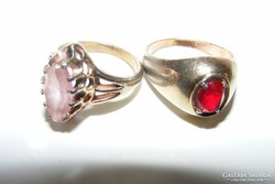 Két régi gyűrű együtt.Rózsakvarc és Cirkon.