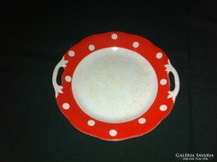 Régi piros pöttyös Hollóháza tányér