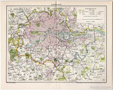 London térkép 1896, Pallas, antik, eredeti