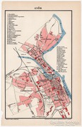 Győr térkép 1895, Pallas nyomat, antik, eredeti