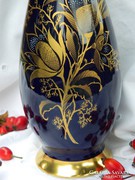 Vintage, Royal porcelán váza, cobalt, arany 