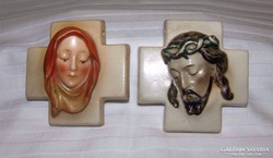  Antik ritka Hummel Jézus és Sz. Mária falidíszek 