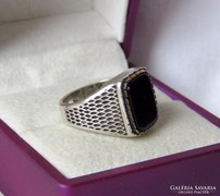 Gyönyörű onyx - ezüst pecsétgyűrű - 19,4 mm