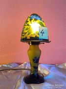 Gallé stílusú, 30cm lámpa, viragmintas minőségi uveg asztali
