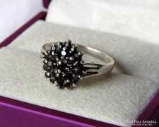 Gyönyörű régi ezüst gyűrű fekete cirkóniával /szint. gyémánt