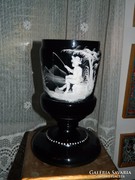 Antik viktoriánus Mary Gregory  kézzel festett üveg kupa / váza