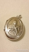 Régi ezüst antik Szűz Mária medál, nyitható 