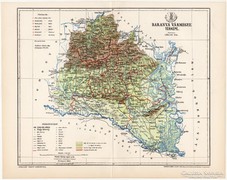 Baranya vármegye térkép 1895, eredeti, antik