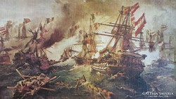 Festmény nyomat hajós csata jelenet Lissai ütközet Bolanachi