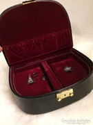 Ékszer tartó koffer kulcsos bársonyos antik