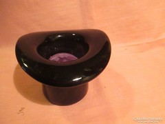 Fekete üveg kalap formályú gyertya tartó A021