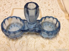 Art deco sótartó bors fogpiszkáló kék üveg