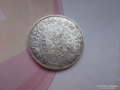 1909 ezüst 5 korona 24 gramm 0,900 ritkább,gyönyörű darab II