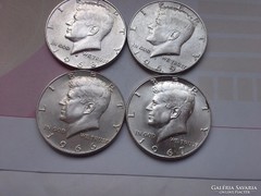 1966,67,68,69 USA ezüst fél dollár sor,gyönyörű+11,5 gramm 0