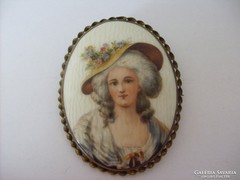 Antik porcelánra festett miniatűr..bross...Élisabeth Vigée Le Brun .Erzsébet Filippina Mária Ilona p