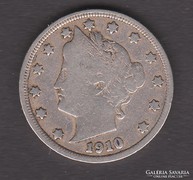 1910. USA, Liberty Nickel 5 centes.