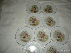  Barokk zsánerképes tányér 9 db jelenetes tányér
