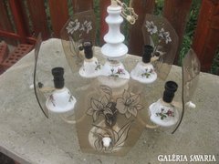 5 karos porcelán csillár üveg díszekkel