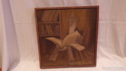 Könyvet lapozgató idős zsidó úr festmény