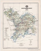 Jász-Nagy-Kun-Szolnok vármegye térkép 1894, antik, eredeti
