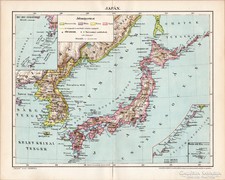 Japán térkép 1896, antik, eredeti